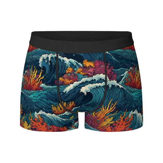 Ocean Waves Men's Underwear (Front and Back Design)丨Polyester