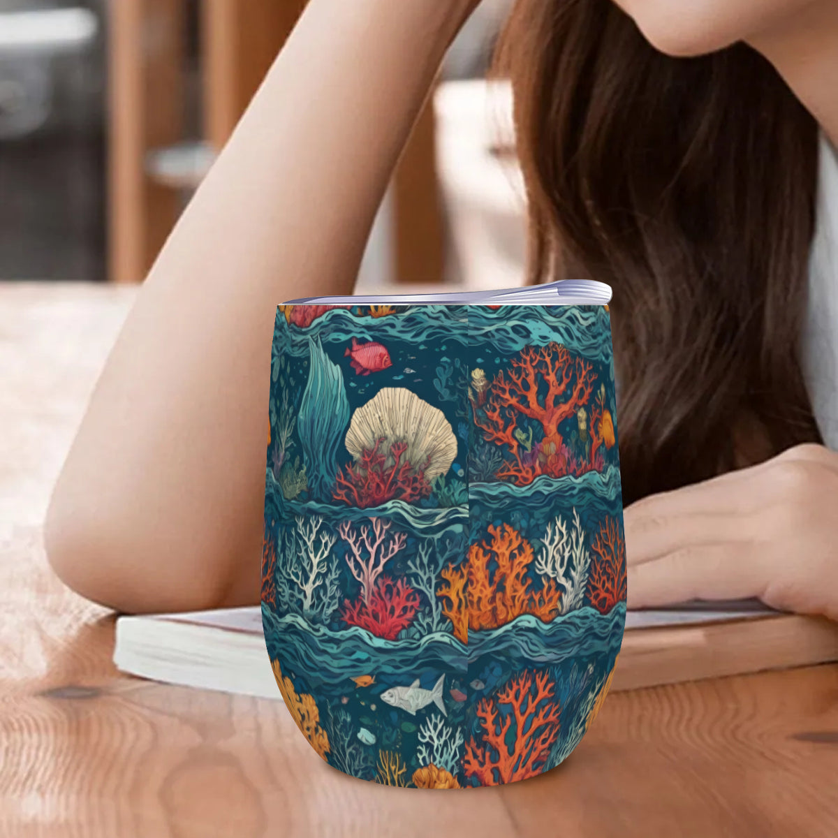 Under Sea Beauty Stemless Wine Tumbler(350ml/12oz)| Stainless steel 304