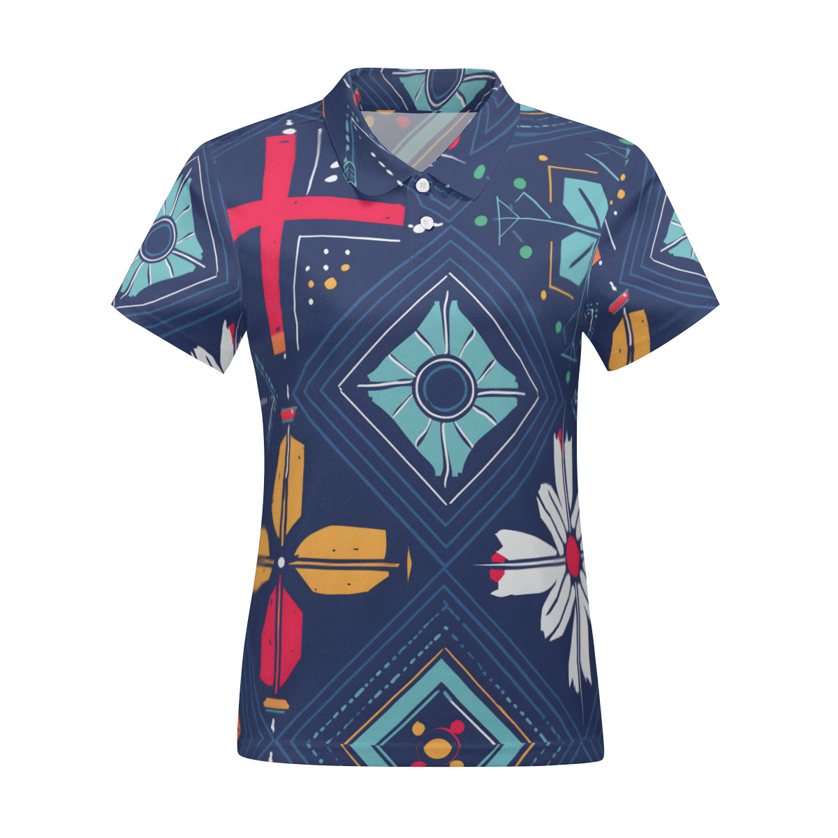 Abstract Pattern Women's Short-Sleeved Polo Shirt
