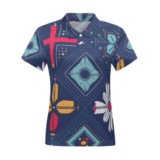 Abstract Pattern Women's Short-Sleeved Polo Shirt