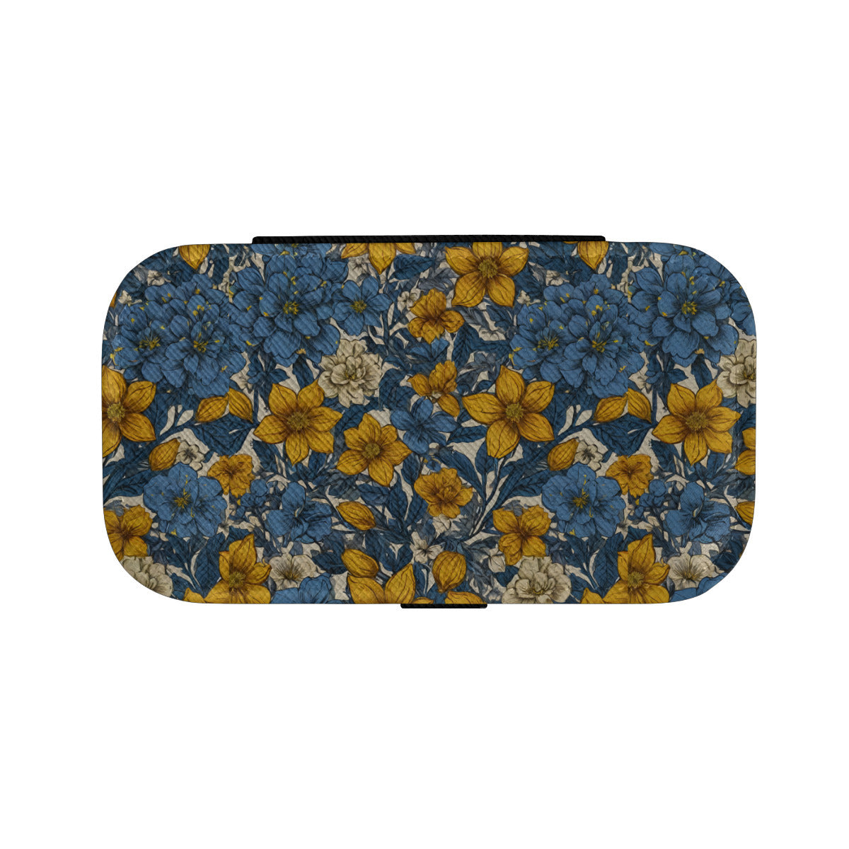 Abstract Yellow Floral Personalized Portable Jewelry Box | PU