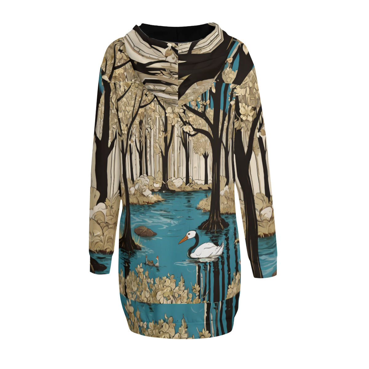 Landscape Wonder Women Long Sleeve Casual Hoodie Sweatshirt Dress