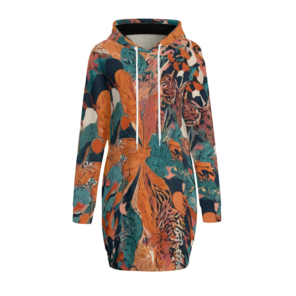 Abstract Vibes Women Long Sleeve Casual Hoodie Sweatshirt Dress