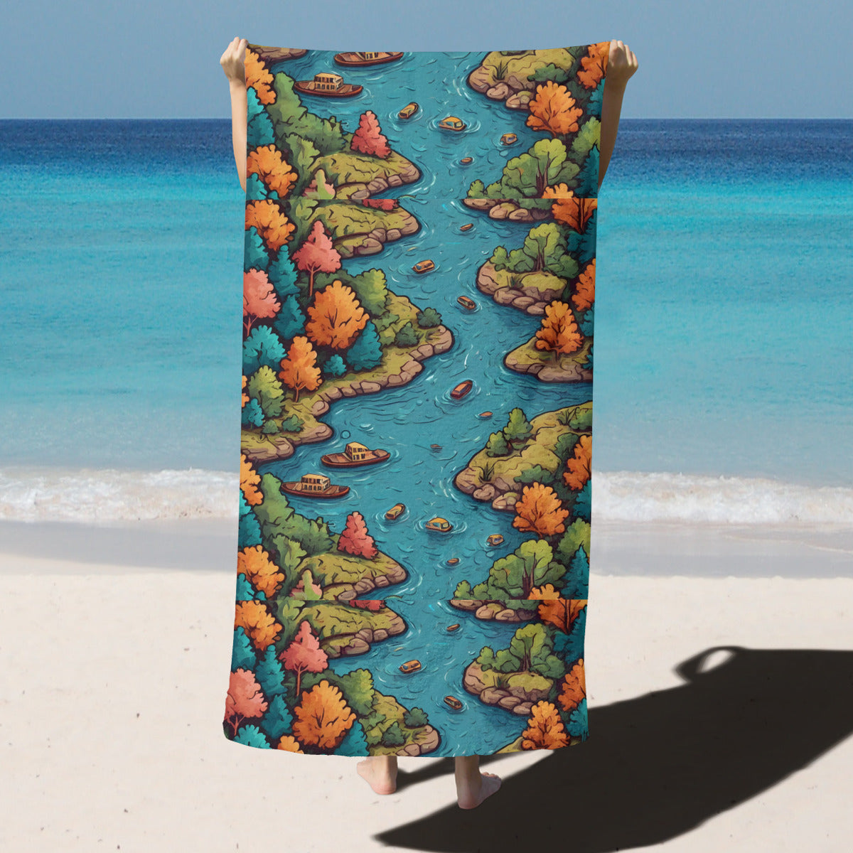 River Front Design Beach towel (comfortable model)|Polyester