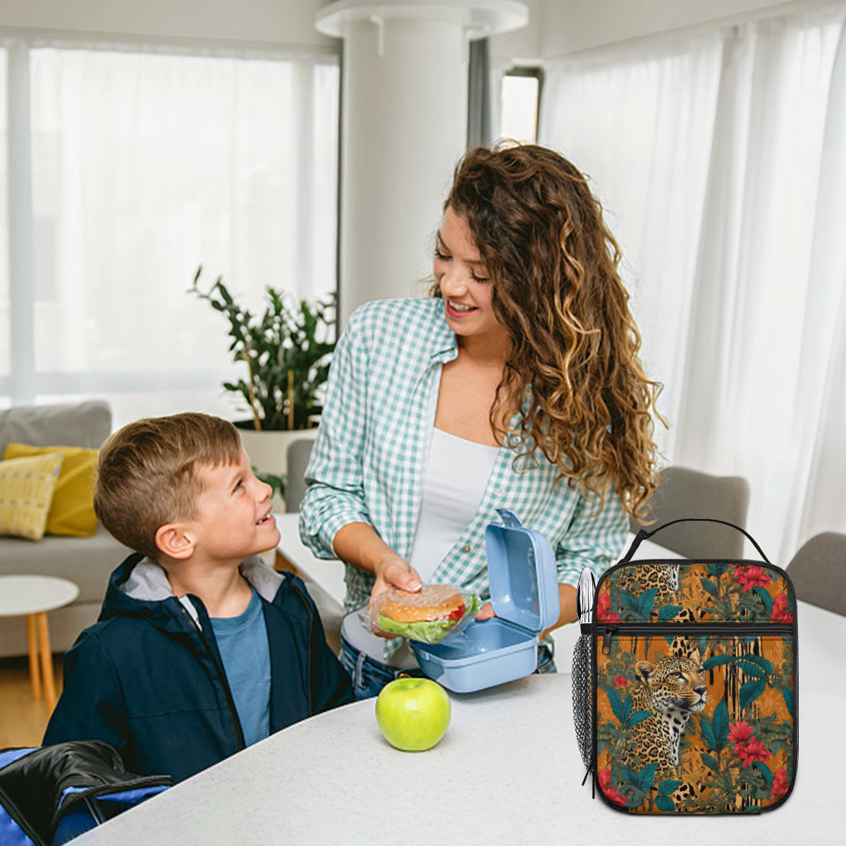 Warrior Leopard Portable Handheld Insulated Lunch Bag|Oxford Cloth