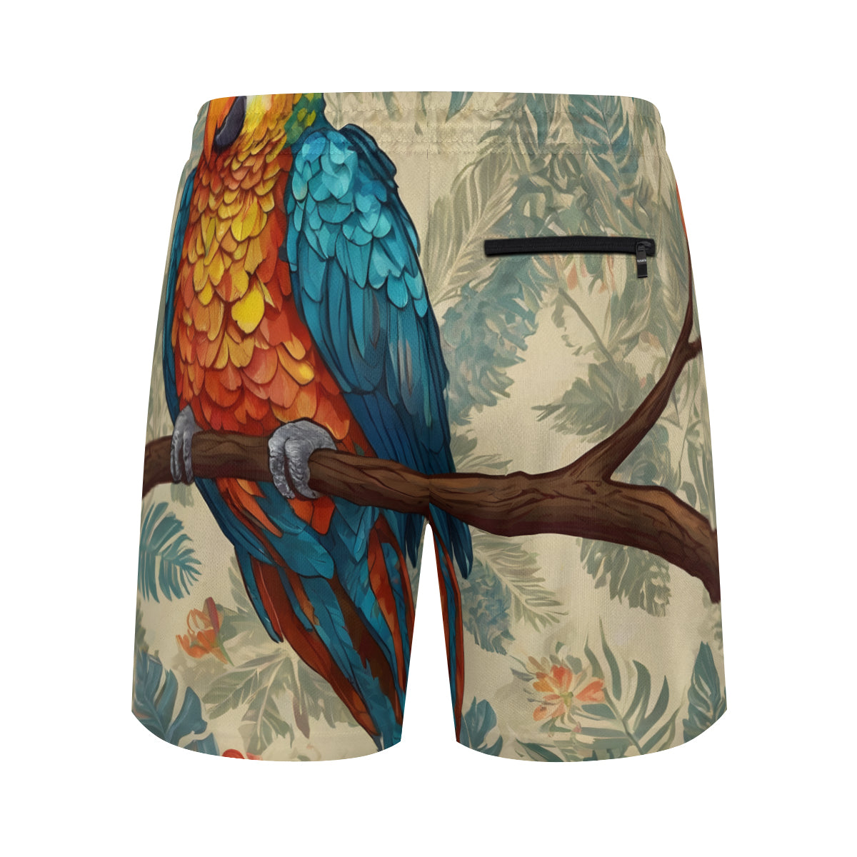 Parrot Design Casual Shorts Double-Layer Sports Beach Shorts (Multi-Faceted Design) | Polyester