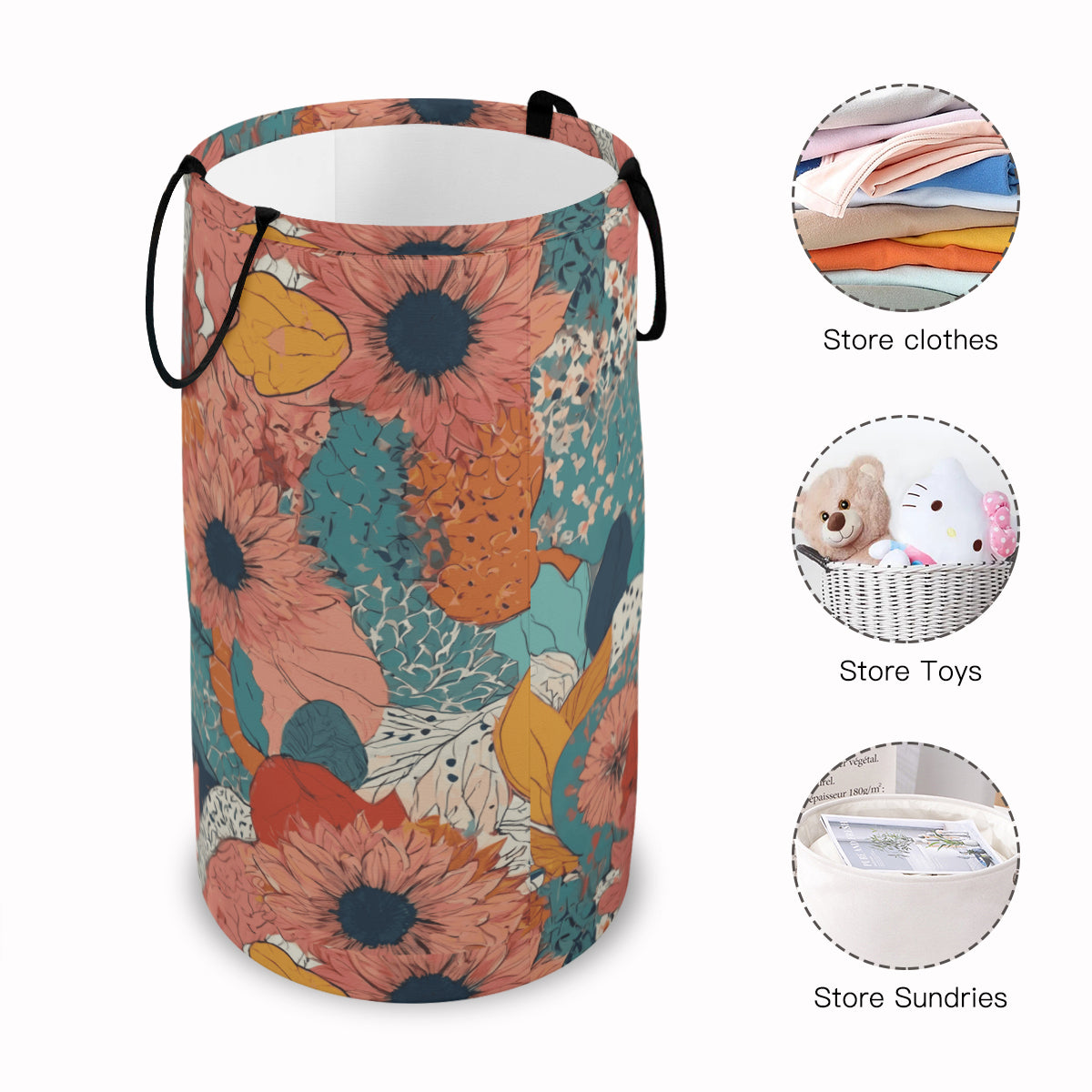 Awesome Floral Large Capacity Foldable Laundry Basket | Polyester