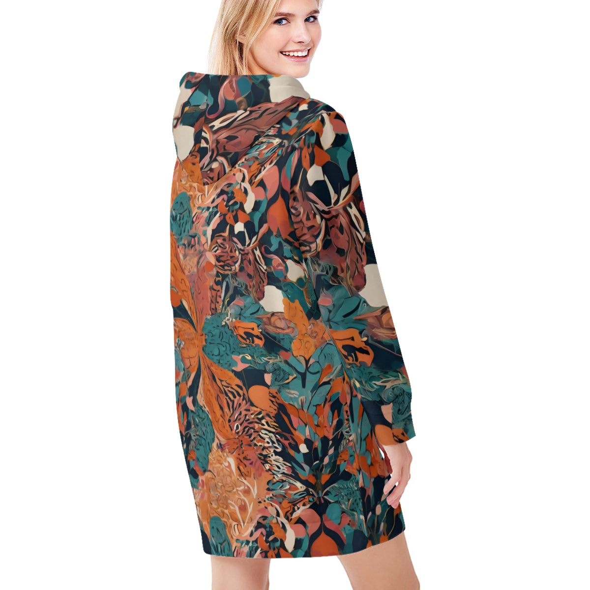 Abstract Vibes Women Long Sleeve Casual Hoodie Sweatshirt Dress