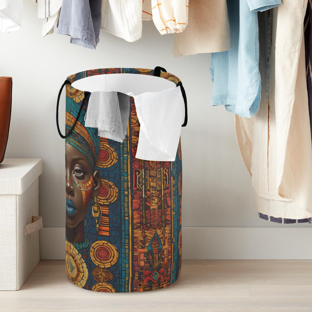 African Image Large Capacity Foldable Laundry Basket | Polyester