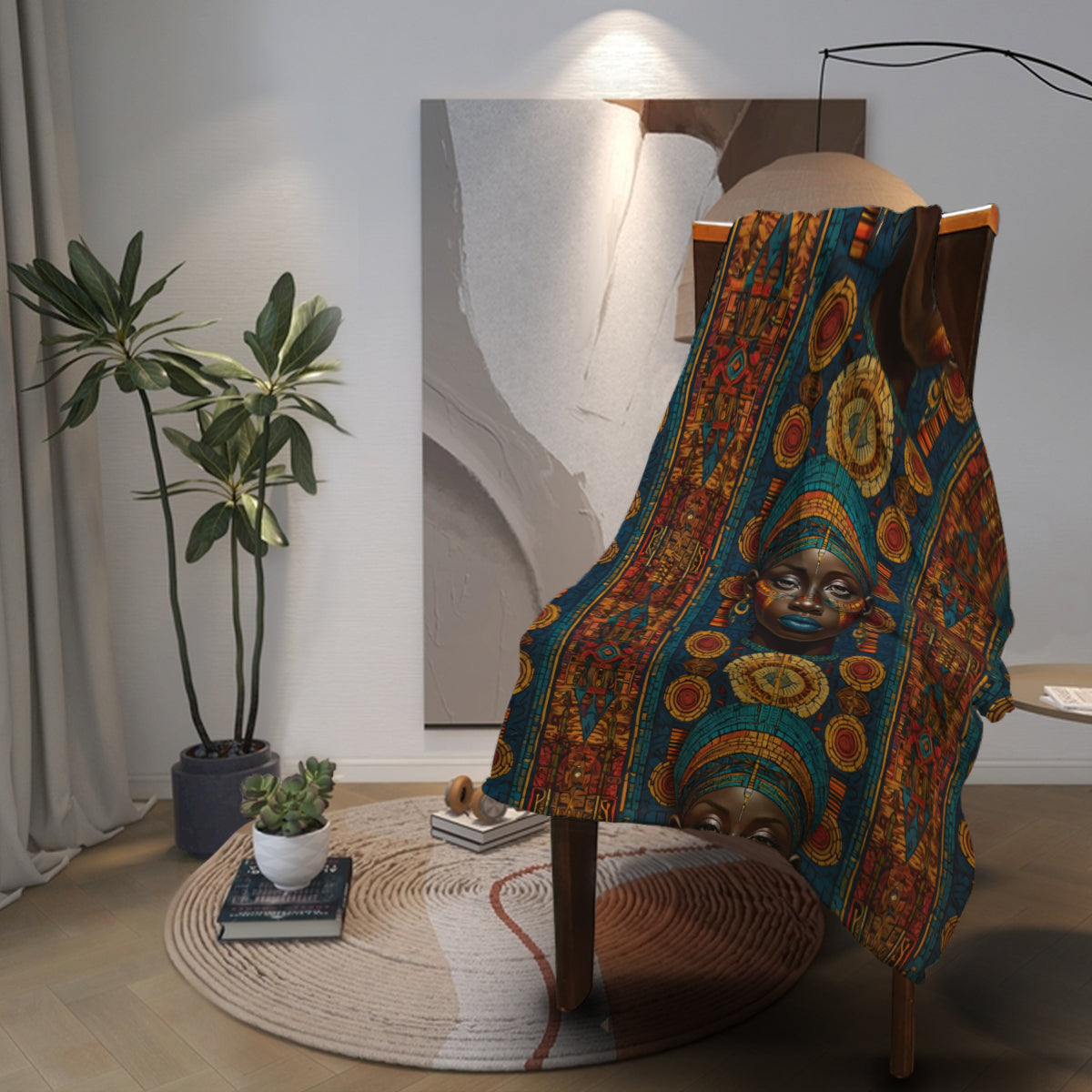 African Image Single-Sided Printed Blanket (Vertical) | 350GSM Flannel