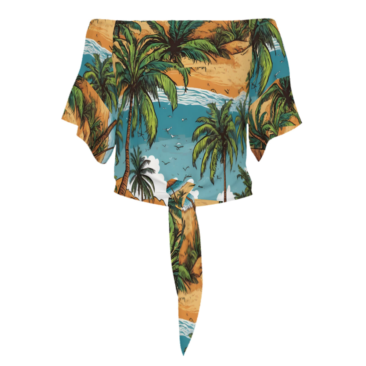 Beach Front Women's One-shoulder Tie Short Sleeves T-shirt