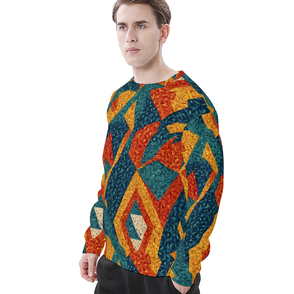 Abstract Pattern Men's O-Neck Long-Sleeved T-Shirt | 180GSM Cotton