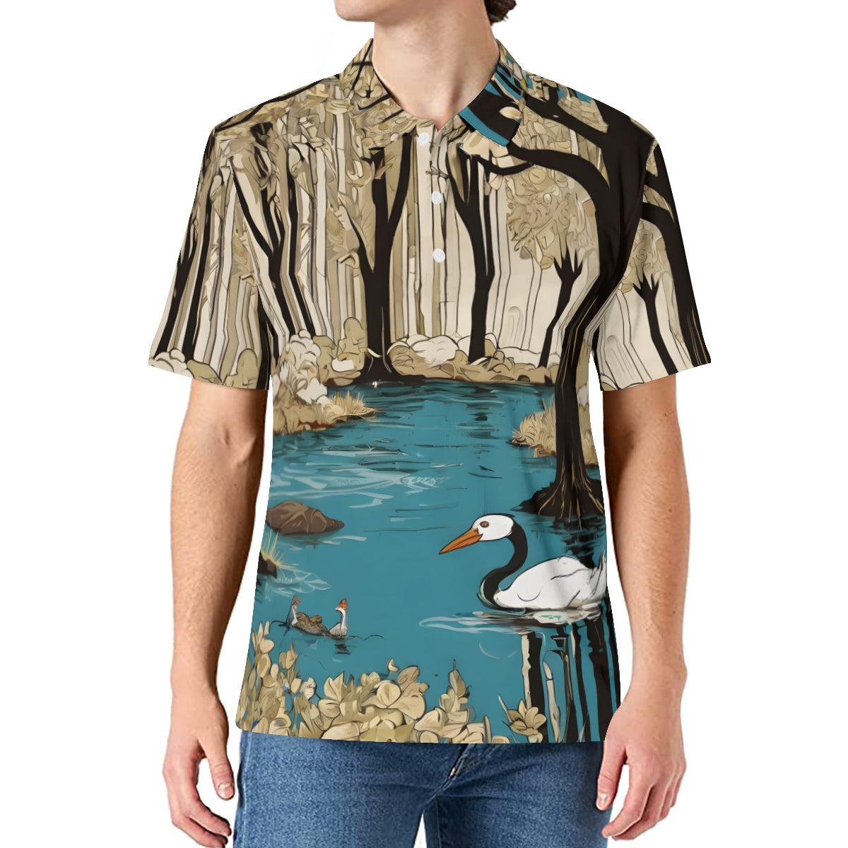 Landscape Wonder Men's Premium European Size POLO Shirt | 95% Polyester+5% Spandex