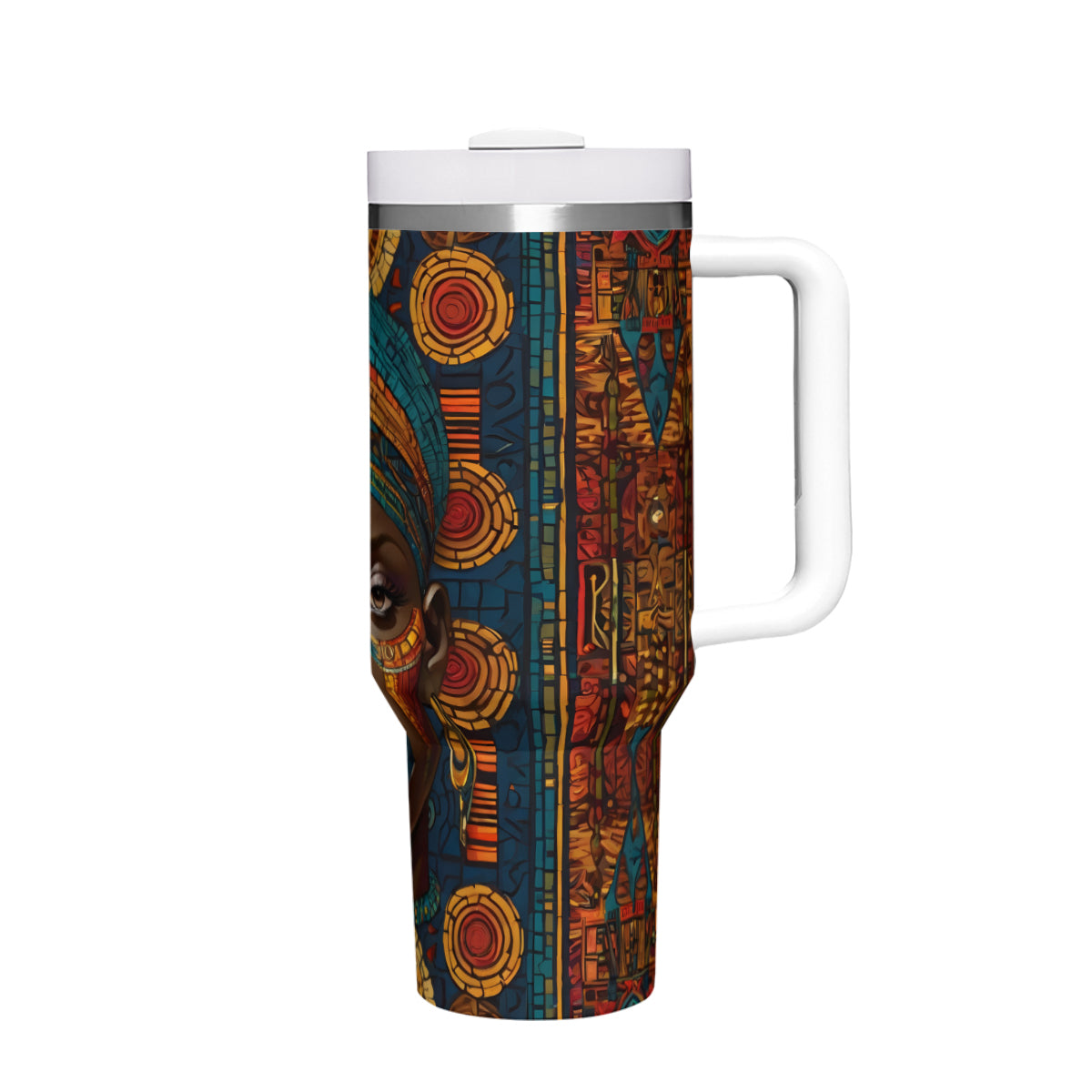 African Image Large Capacity Tumbler with Handle(1100ml/40oz) | Stainless Steel 304