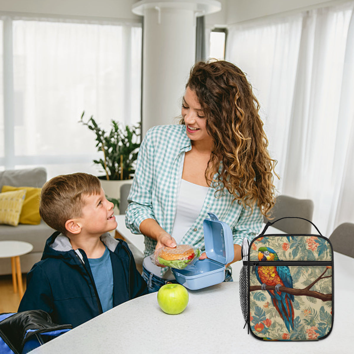 Parrot Design Portable Handheld Insulated Lunch Bag|Oxford Cloth