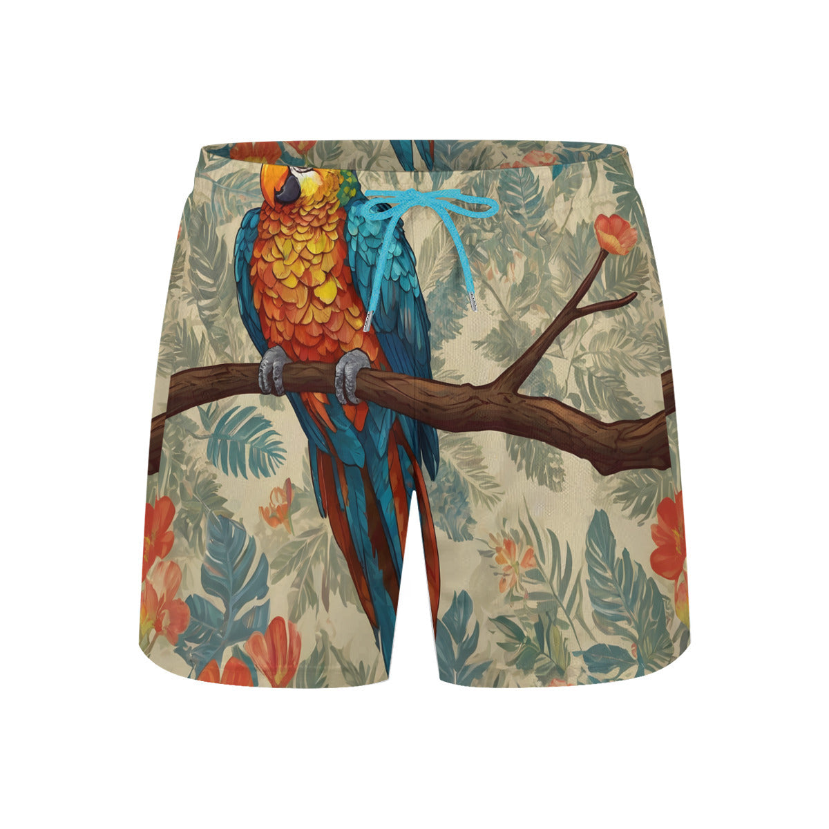 Parrot Design Men's Casual Shorts Double-Layer Sports Beach Pants (Short) | Polyester