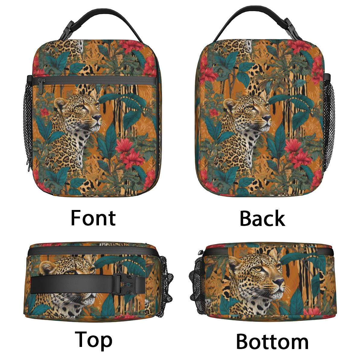 Warrior Leopard Portable Handheld Insulated Lunch Bag|Oxford Cloth