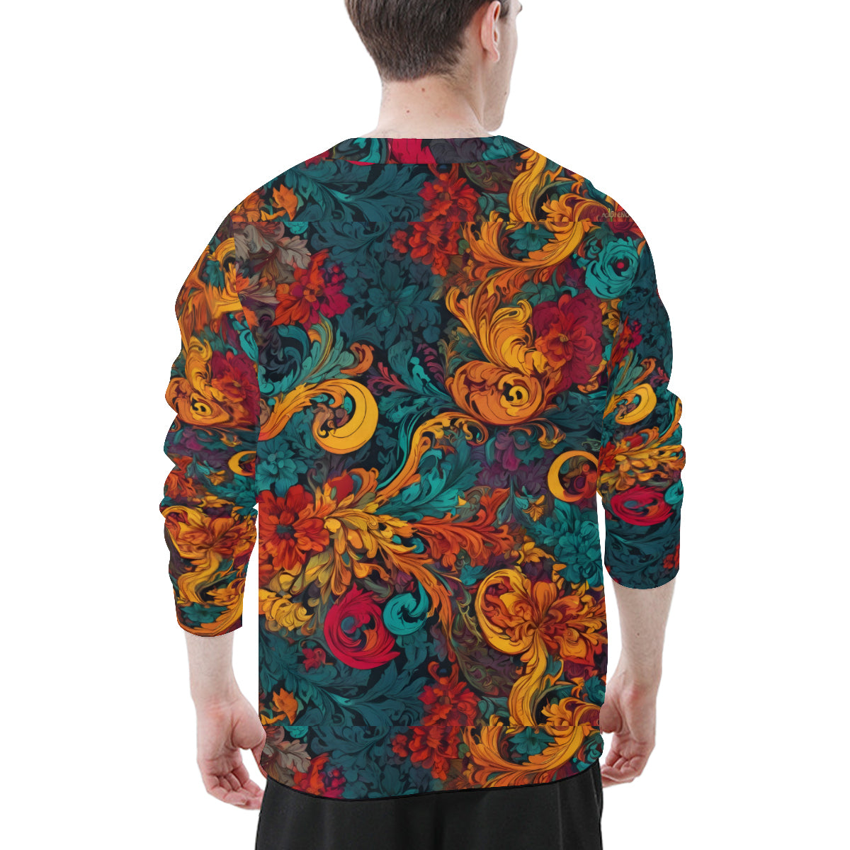 Awesome Flower Design Men's O-Neck EU Size Long-Sleeved T-Shirt | 180GSM Cotton