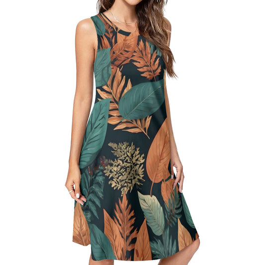 Colorful Leaves Women's Casual Dress | Polyester