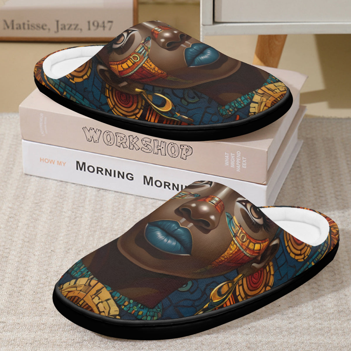 African Image Personalized Warm Cotton Slippers | Flannel