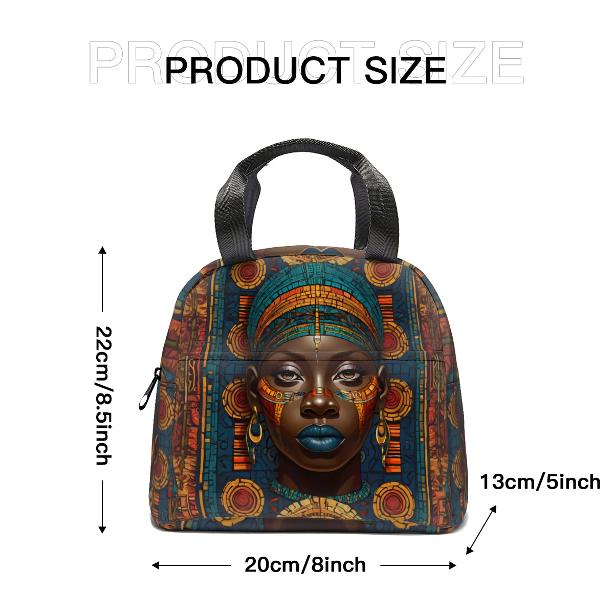 African Image Personalised canvas handheld insulated lunch bag (with side pocket)|Polyester