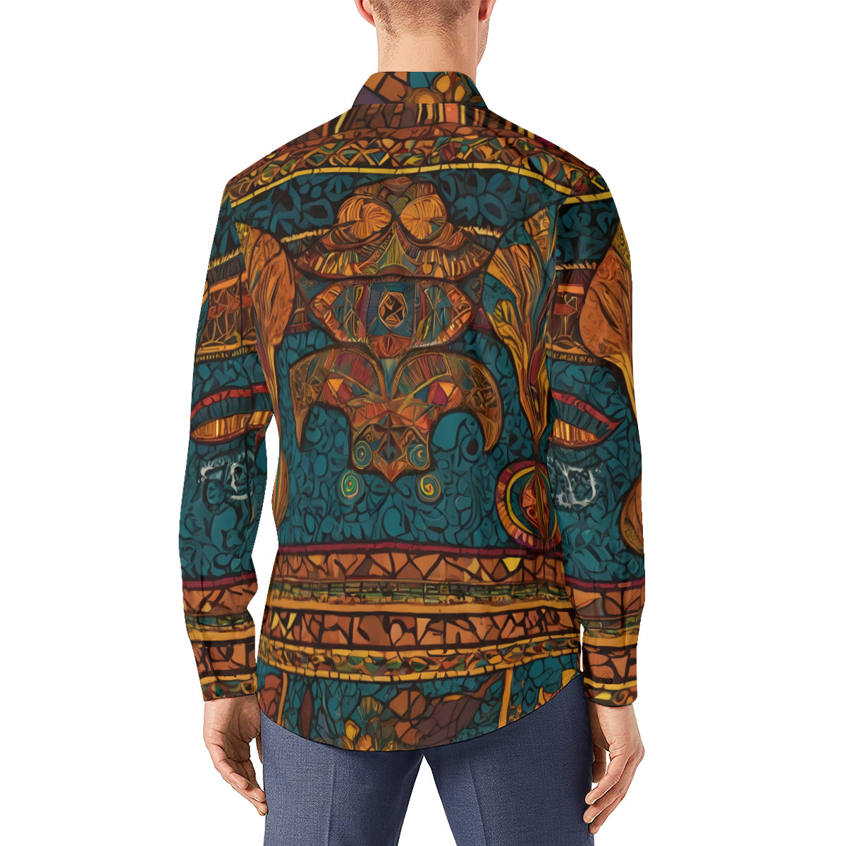 African Design Men's Classic Long-Sleeved Shirt | Polyester