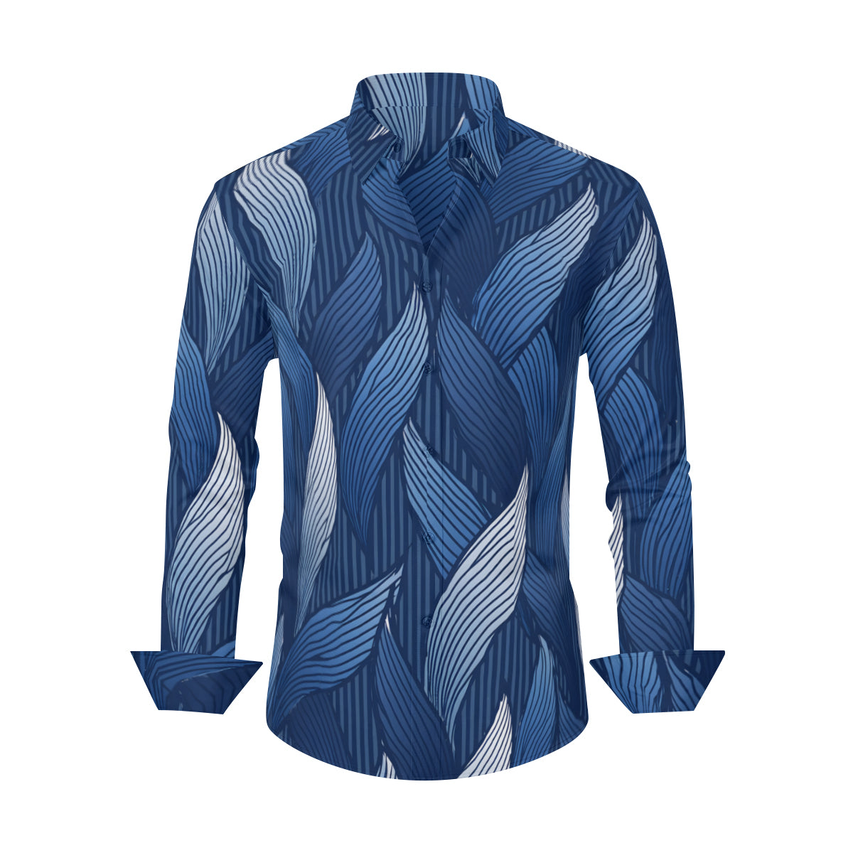 Blue Men's Classic Long-Sleeved Shirt