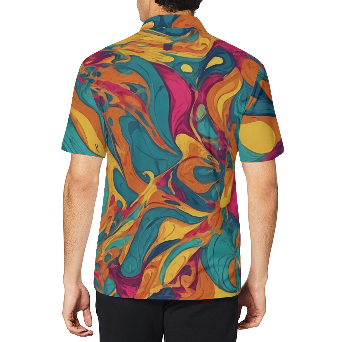 Colorful Pattern Men's Premium European Size POLO Shirt | 95% Polyester+5% Spandex