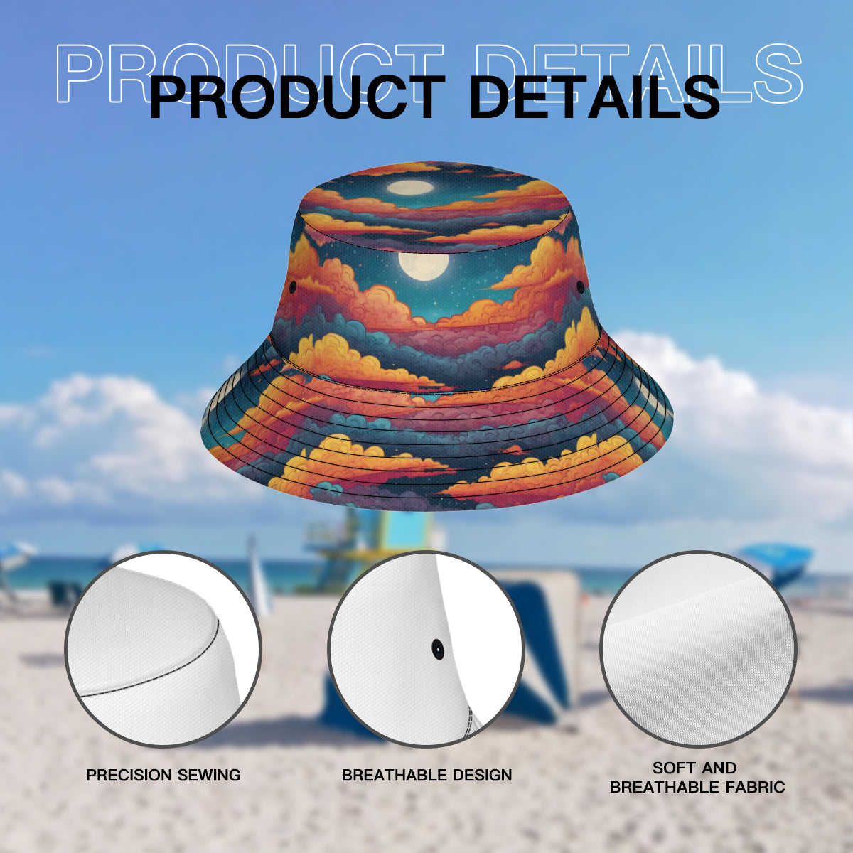 Sky Beauty Abstract Double-Sided Fisherman Hat | Polyester