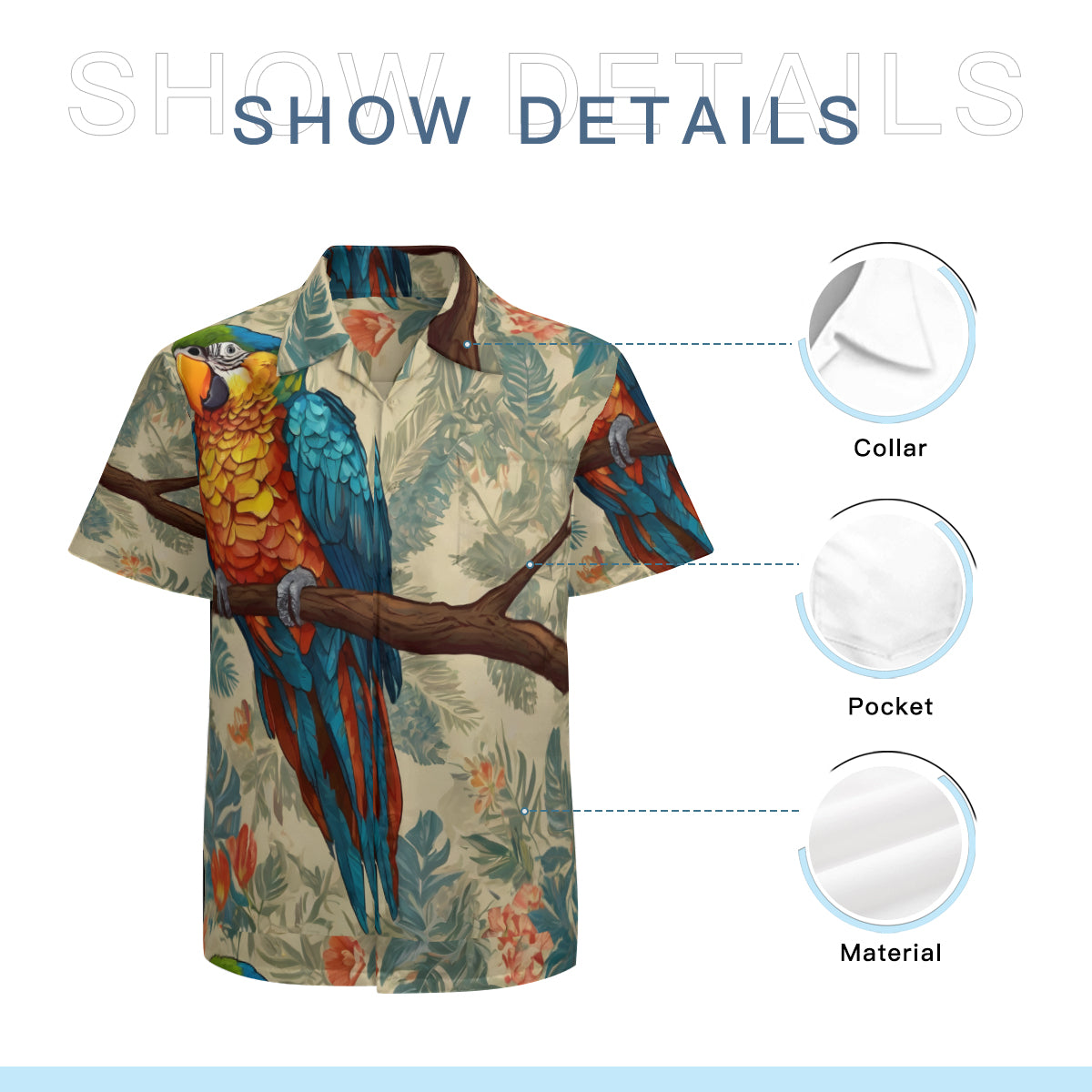 Parrot Design Hawaiian Shirt | Polyester