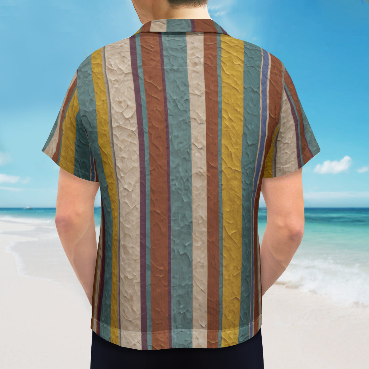 Strip Design Hawaiian Shirt(No chest pocket) | Polyester