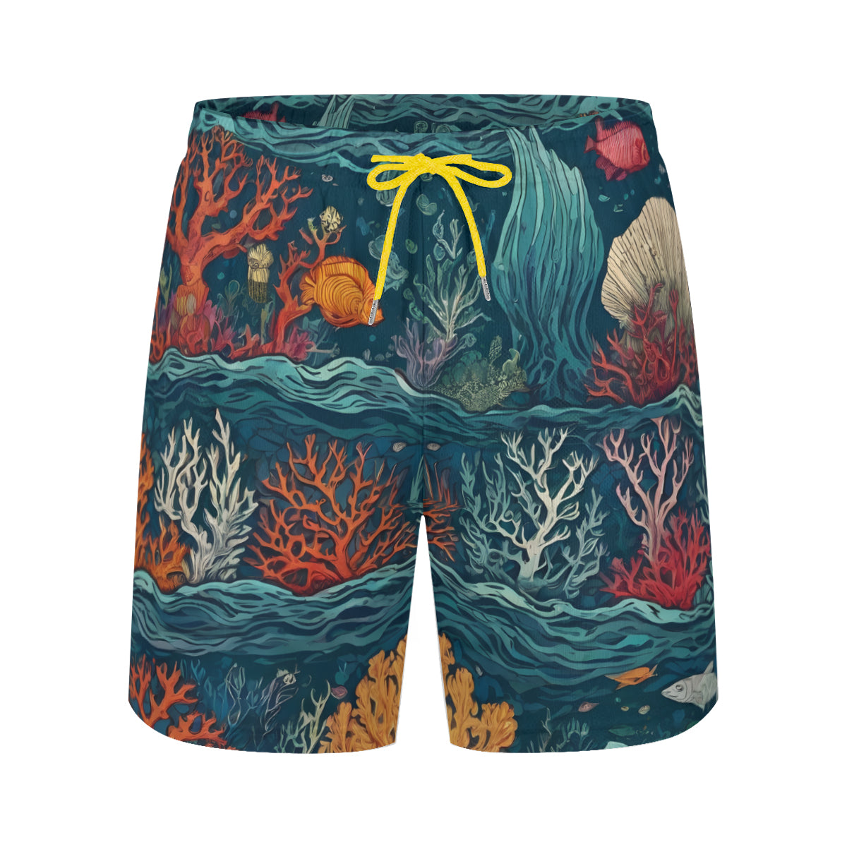 Under Sea Beauty All-Over Print Men's Casual Shorts Double-Layer Sports Beach Shorts | Polyester