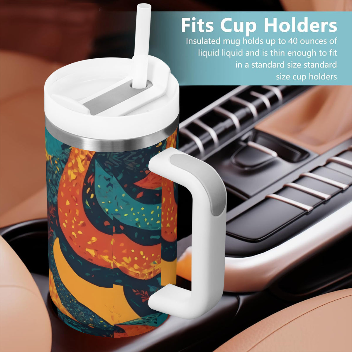 Abstract Beauty Large Capacity Tumbler with Handle