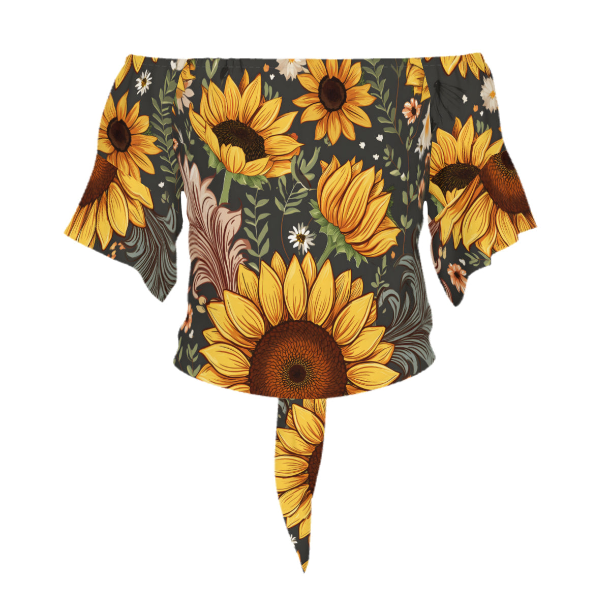 Sunflower Women's One-shoulder Tie Short Sleeves T-shirt