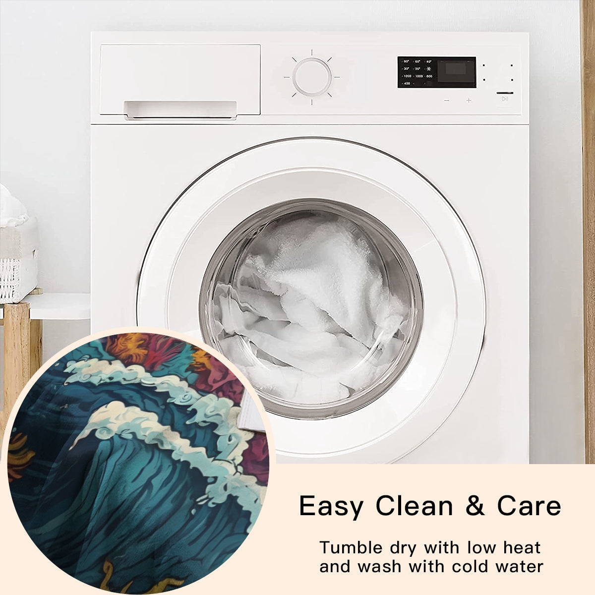 Ocean Waves Single-Sided Printed Round Blanket | 280GSM Flannel