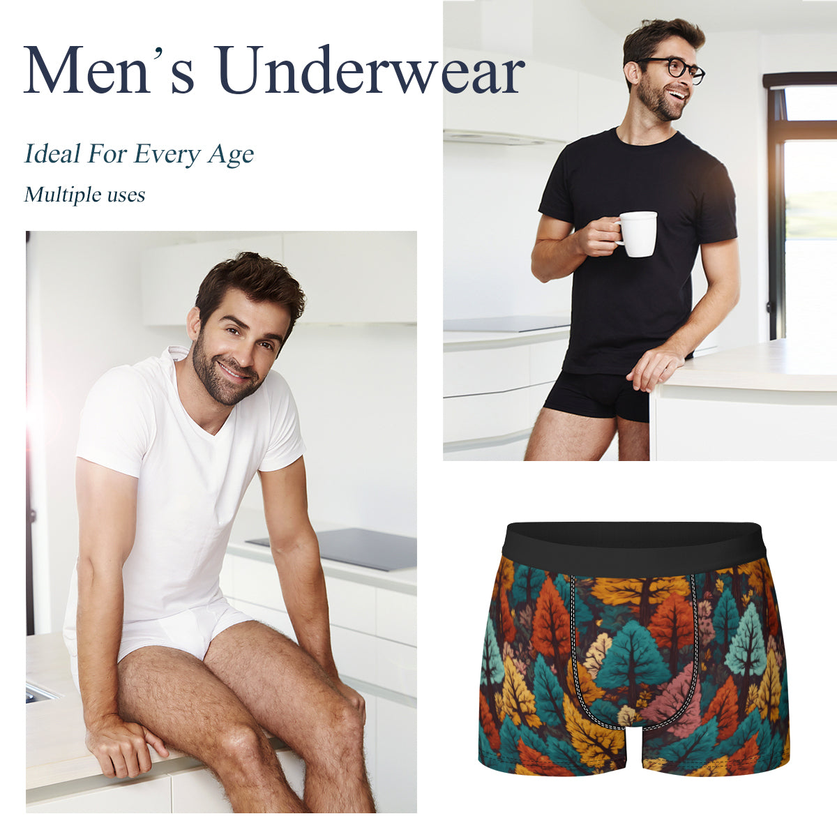 Beautiful Floral Men's Underwear (Front and Back Design)丨Polyester