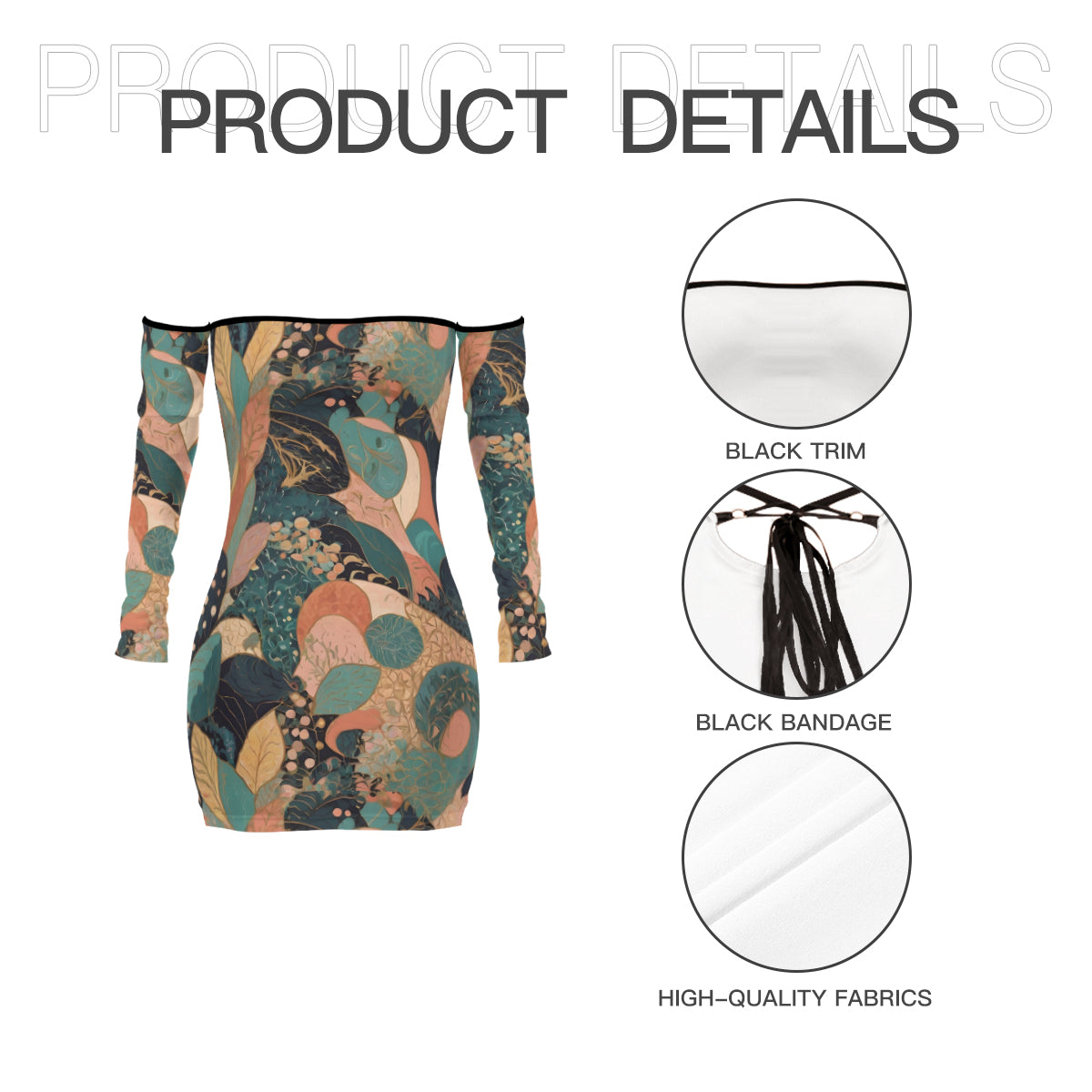 Abstract Wonder Women's Off-shoulder Back Lace-up Dress