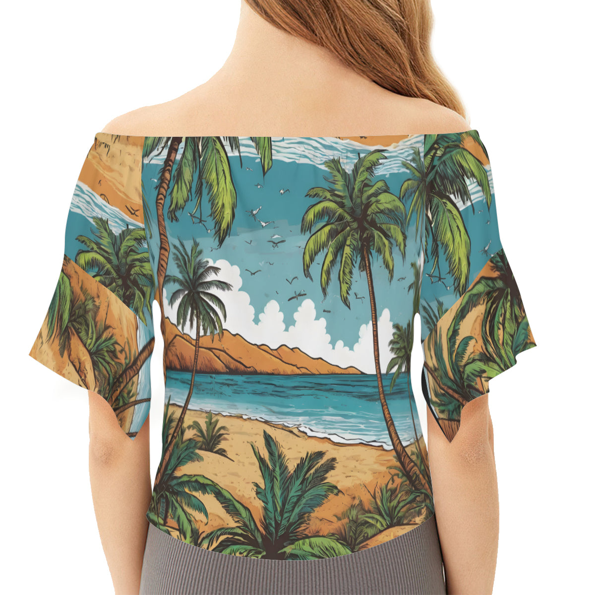 Beach Front Women's One-shoulder Tie Short Sleeves T-shirt