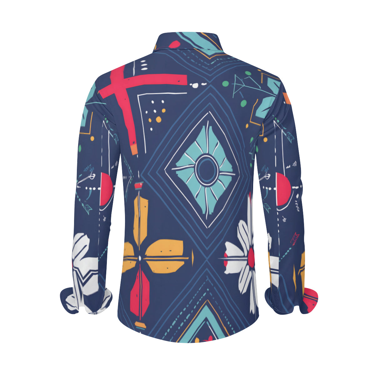 Abstract Pattern Men's Classic Long-Sleeved Shirt | Polyester