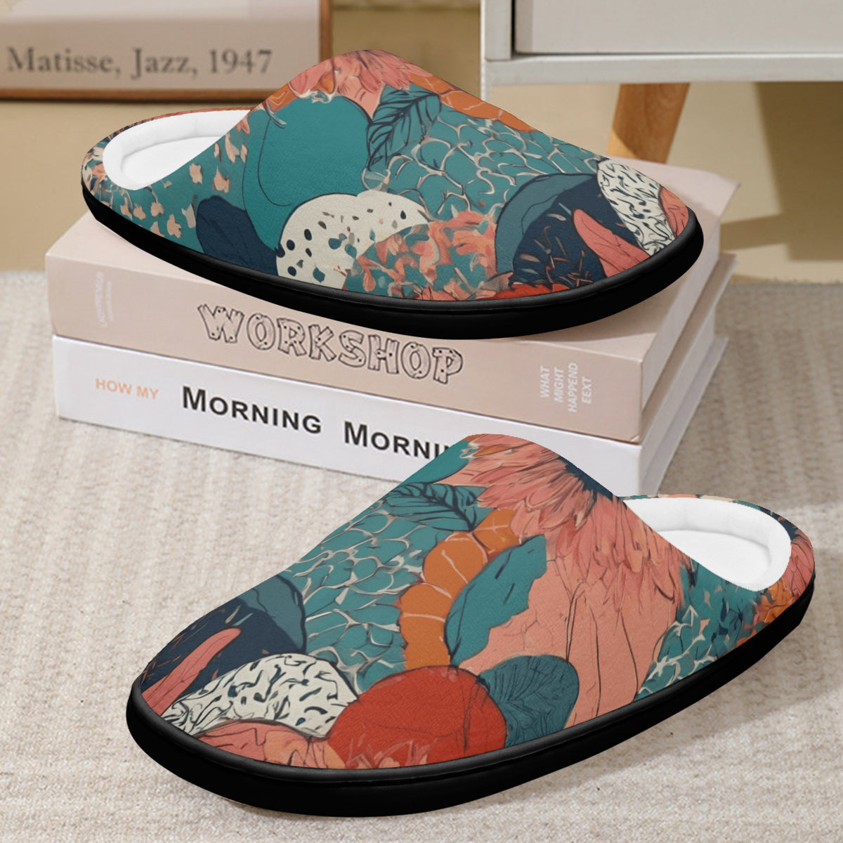 Awesome Floral Personalized Warm Cotton Slippers | Flannel