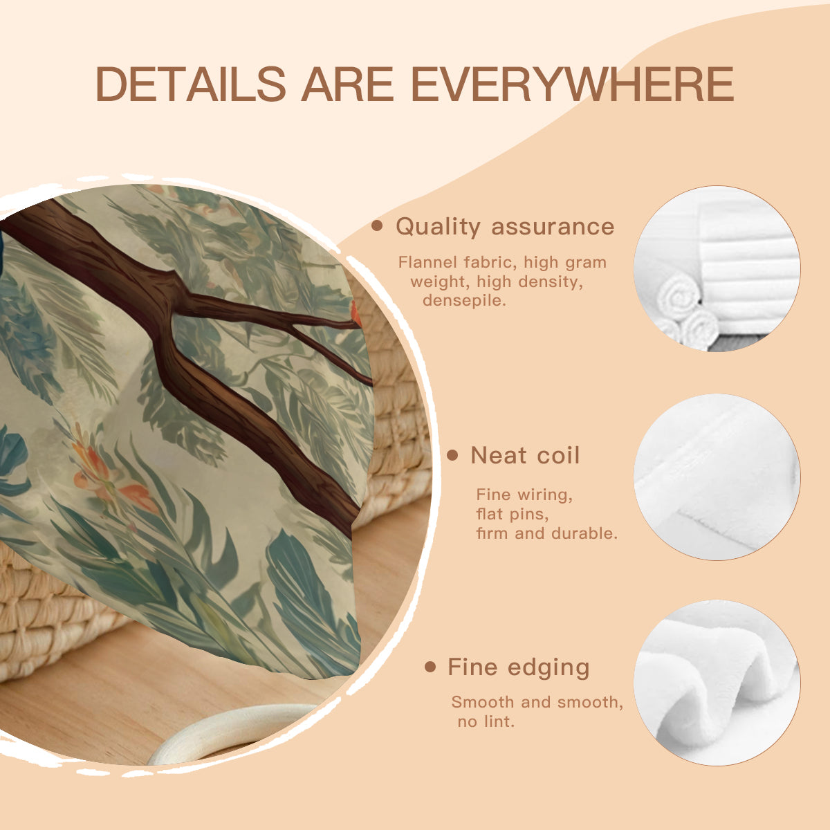 Parrot Design Single-Sided Printed Round Blanket | 280GSM Flannel