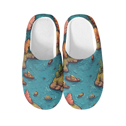 River Front Design Personalized Warm Cotton Slippers | Flannel