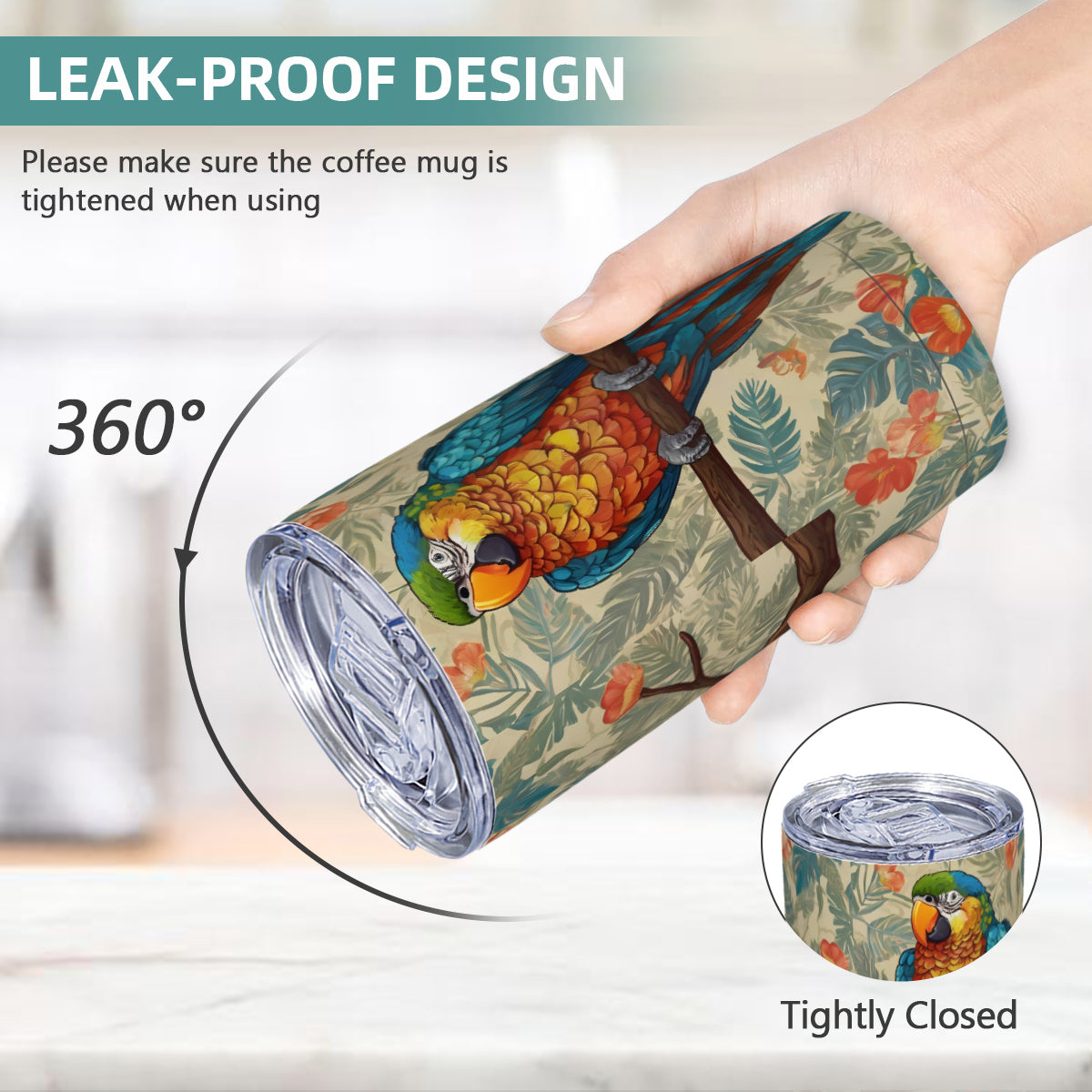 Parrot Design Outdoor Travel Carry Tumbler (600ml/20oz) | Stainless Steel 304