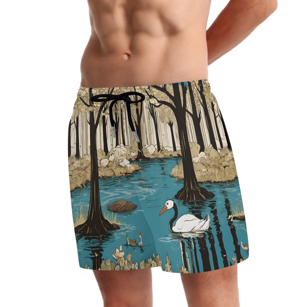 Landscape Wonder Men's Casual Shorts Double-Layer Sports Beach Pants (Short) | Polyester