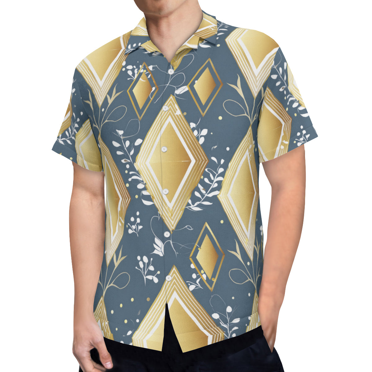 Abstract Gold Hawaiian Shirt