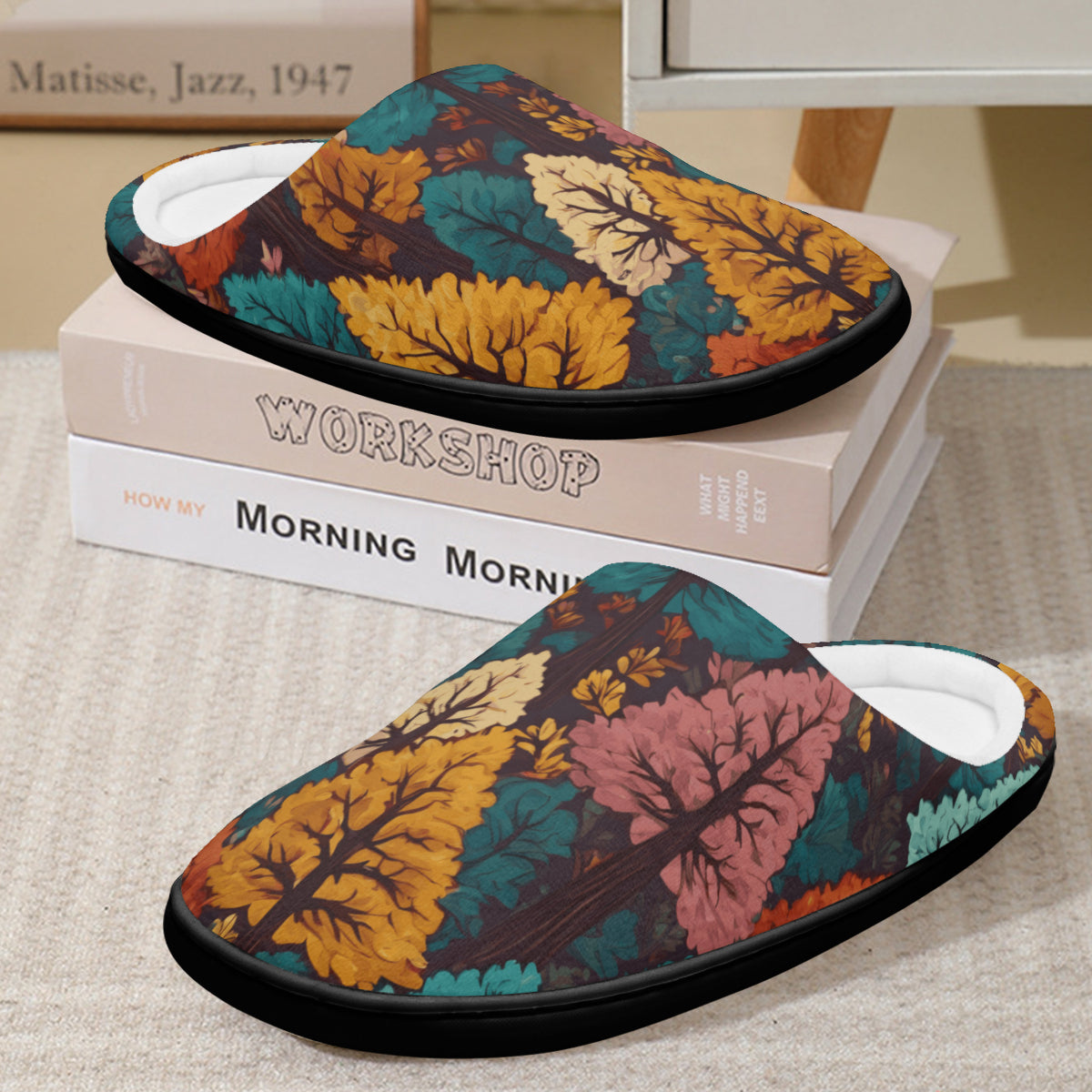 Beautiful Floral Personalized Warm Cotton Slippers | Flannel
