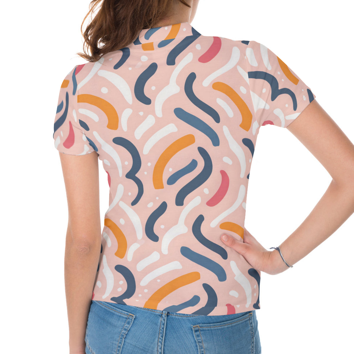 Abstract Design Women's Short-Sleeved Polo Shirt