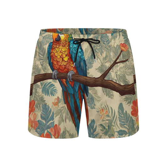 Parrot Design Men's Casual Shorts Double-Layer Sports Beach Pants (Short) | Polyester