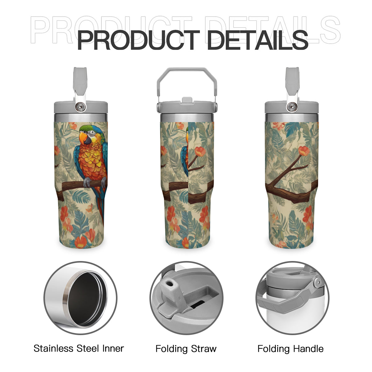 Parrot Design Personalized Portable Tumbler (880ml/30oz) | Stainless Steel 304