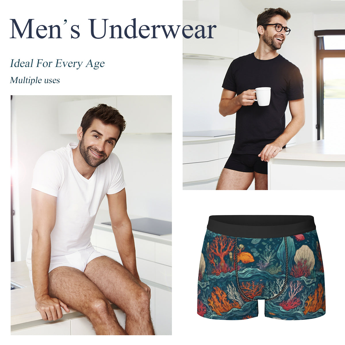 Under Sea Beauty Men's Underwear (Front and Back Design)丨Polyester